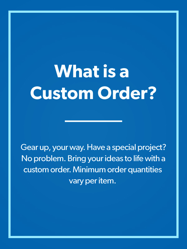 What is a custom order? Your ideas brought to life! Start the Sam's Club Hub custom experience today. We are here to supply the perfect products for any project. Minimum order quantities may vary per item.