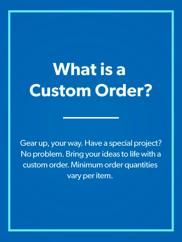 What is a custom order? Your ideas brought to life! Start the Sam's Club Hub custom experience today. We are here to supply the perfect products for any project. Minimum order quantities may vary per item.